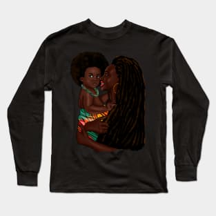 Loving Afro Mom and Baby, African Woman with Child Long Sleeve T-Shirt